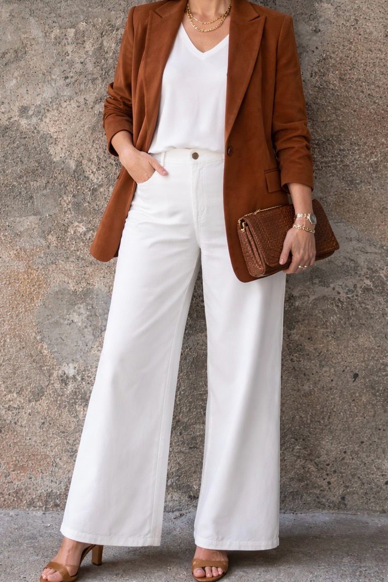 Blazer in dainetto cuoio