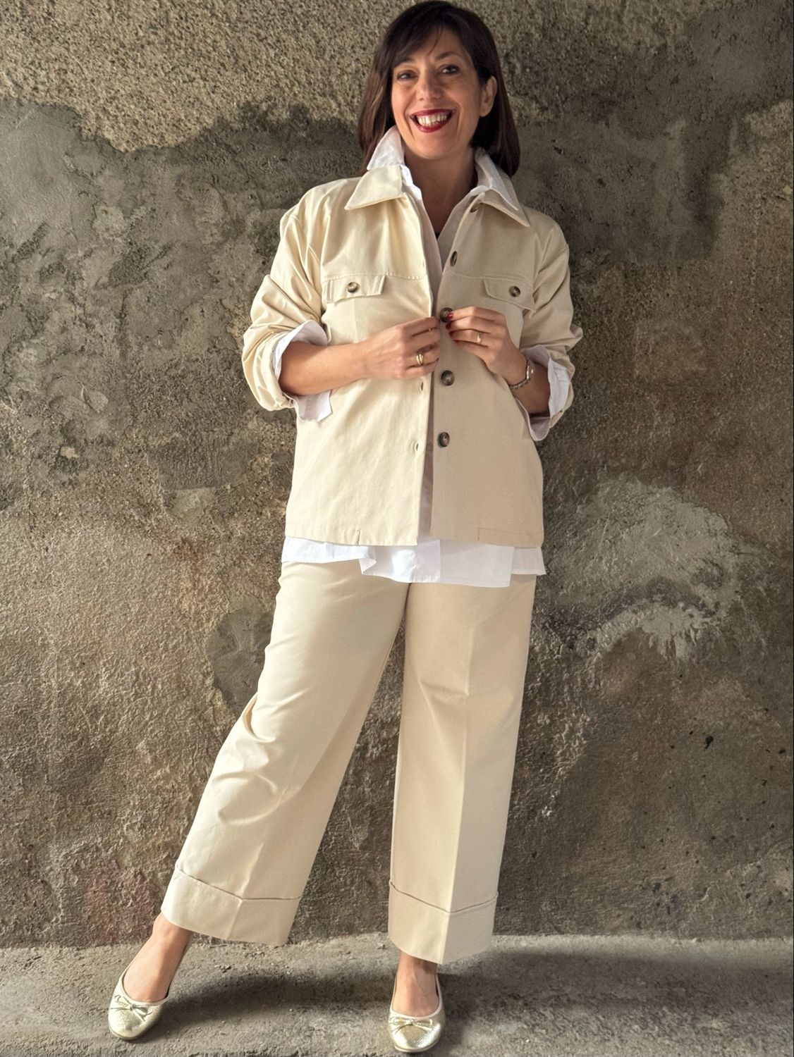 Giacca bottoncini burro