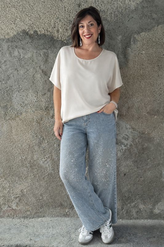 Blusa in raso avorio