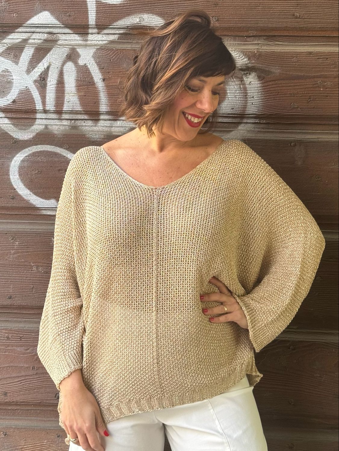 Maglia scollo a V oro