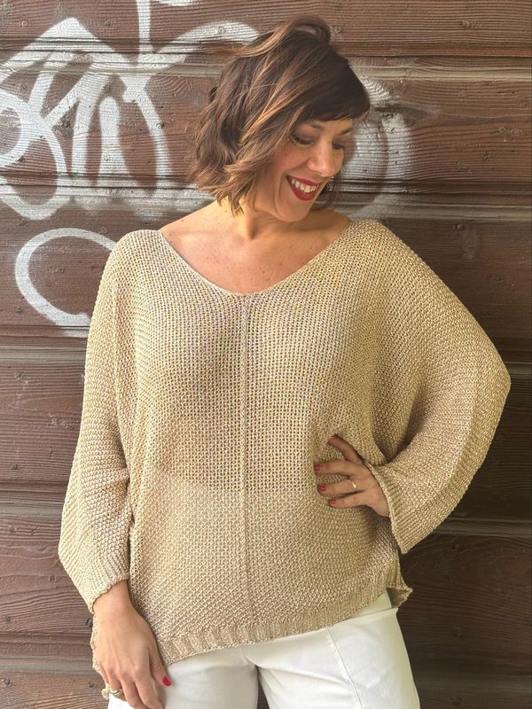 Maglia scollo a V oro