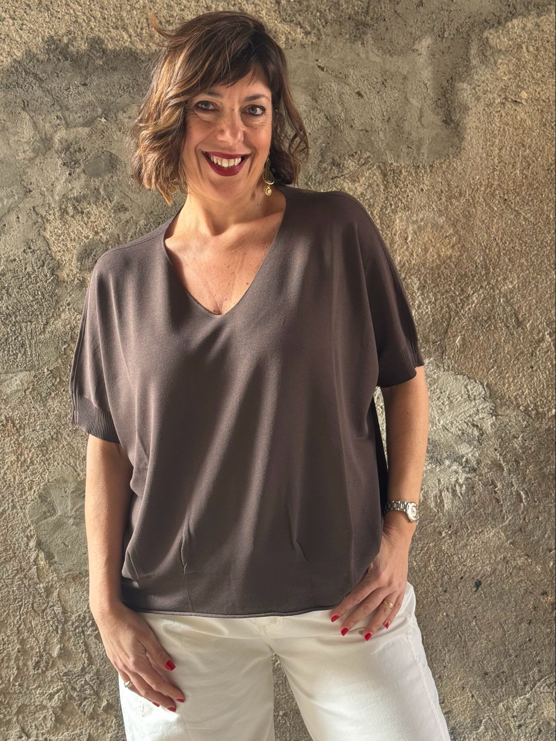 Maglia in viscosa cacao