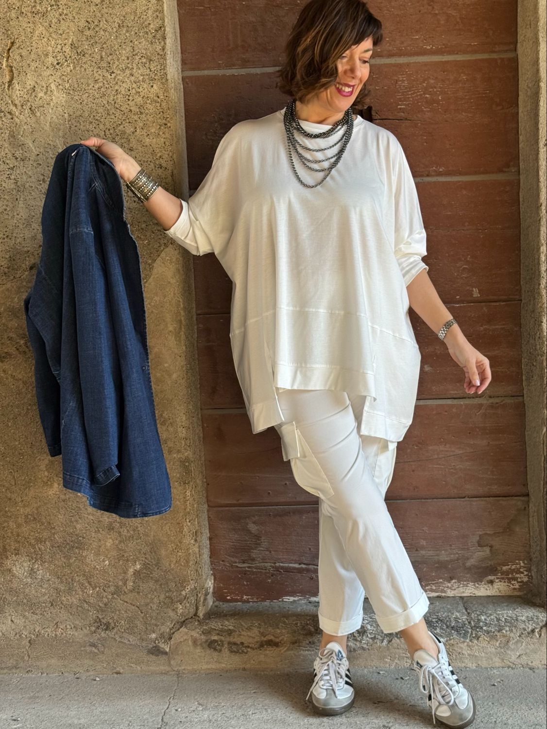 Maglia spacchetti fluida latte