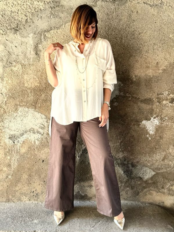 Camicia fluida latte