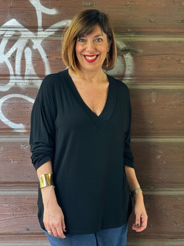Blusa maglina jersey viscosa V black