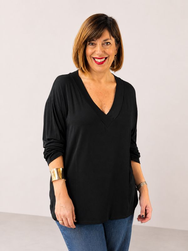 Blusa maglina jersey viscosa V black