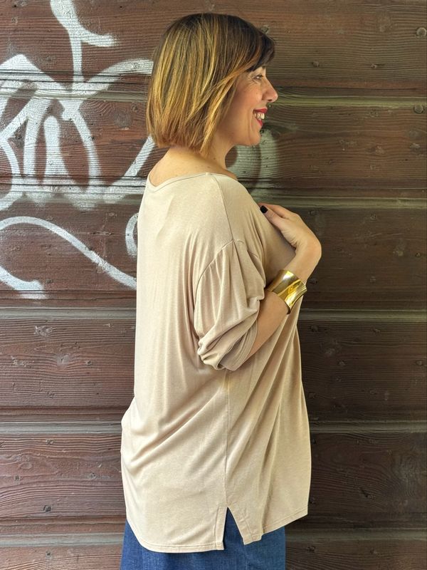 Blusa in maglina jersey viscosa natural