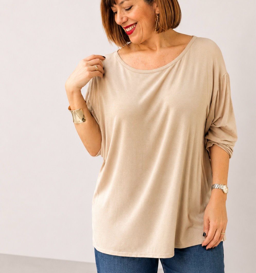 Blusa in maglina jersey viscosa natural
