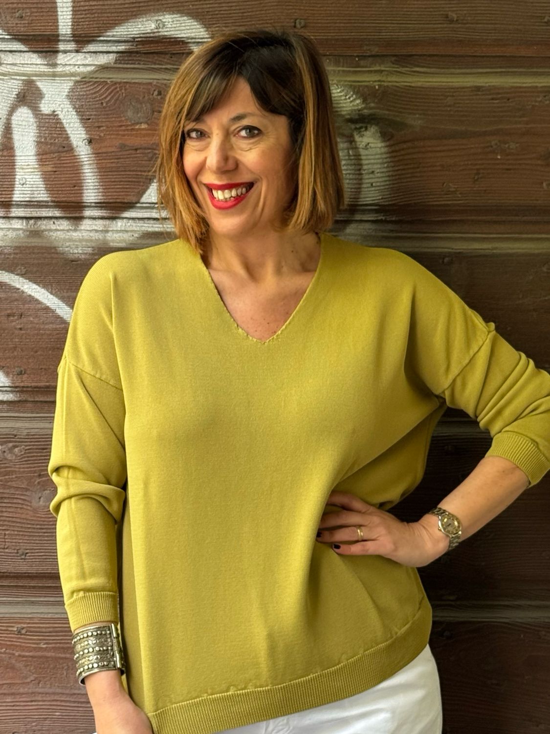 Maglioncino scollo V olio