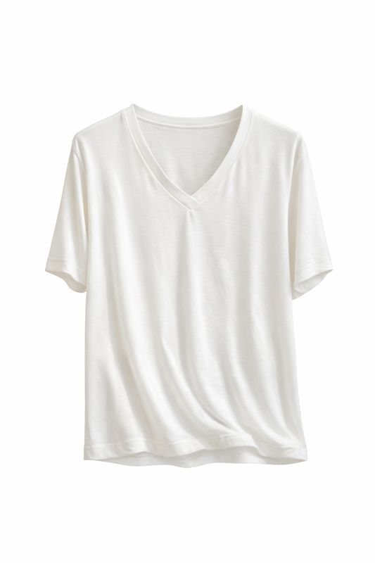 T-shirt viscosa scollo a V latte