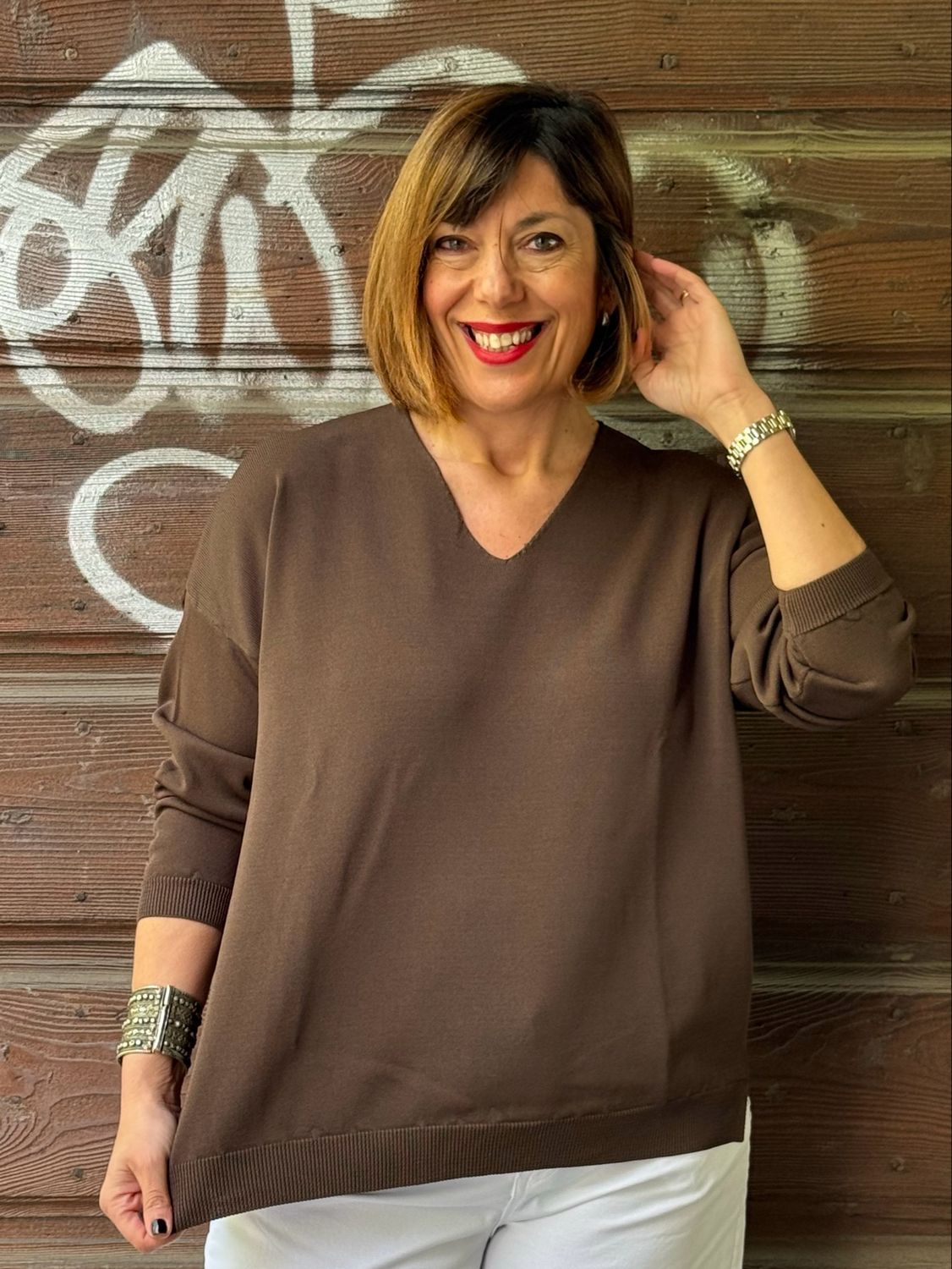 Maglioncino scollo V choco