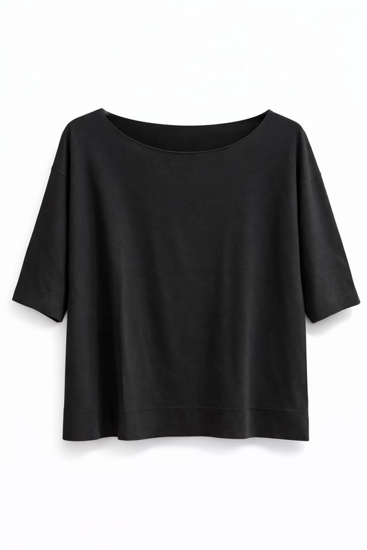 T-shirt barca taglio vivo nero