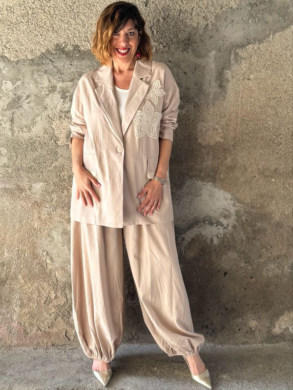 Pant Aladino macrame set panna