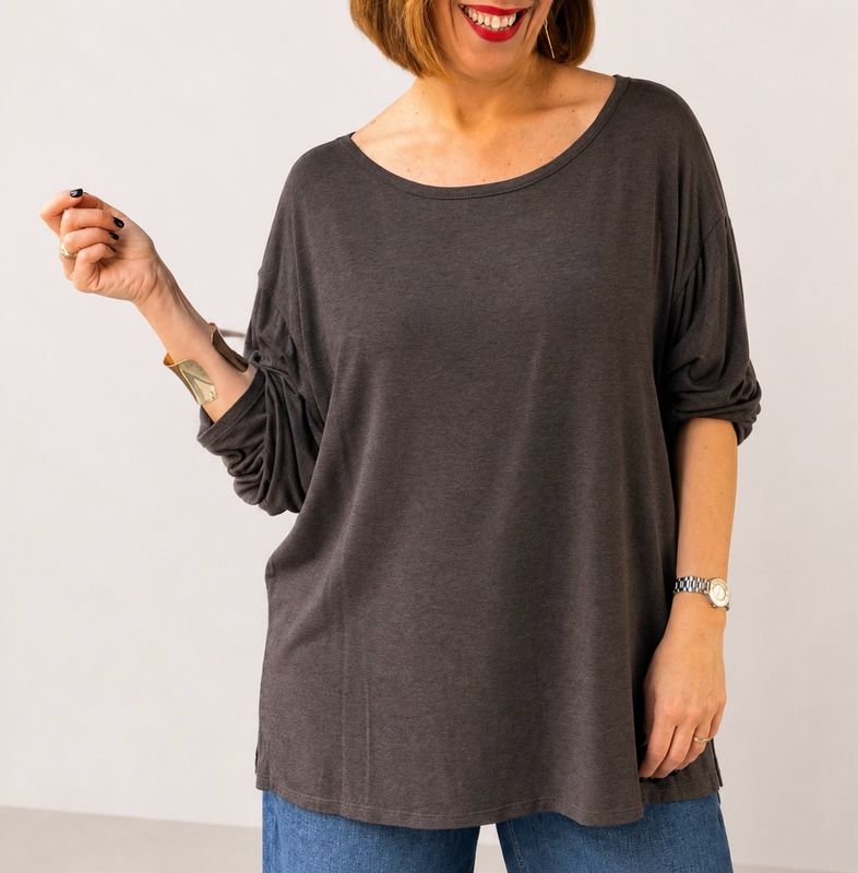 Blusa in maglina jersey viscosa choco
