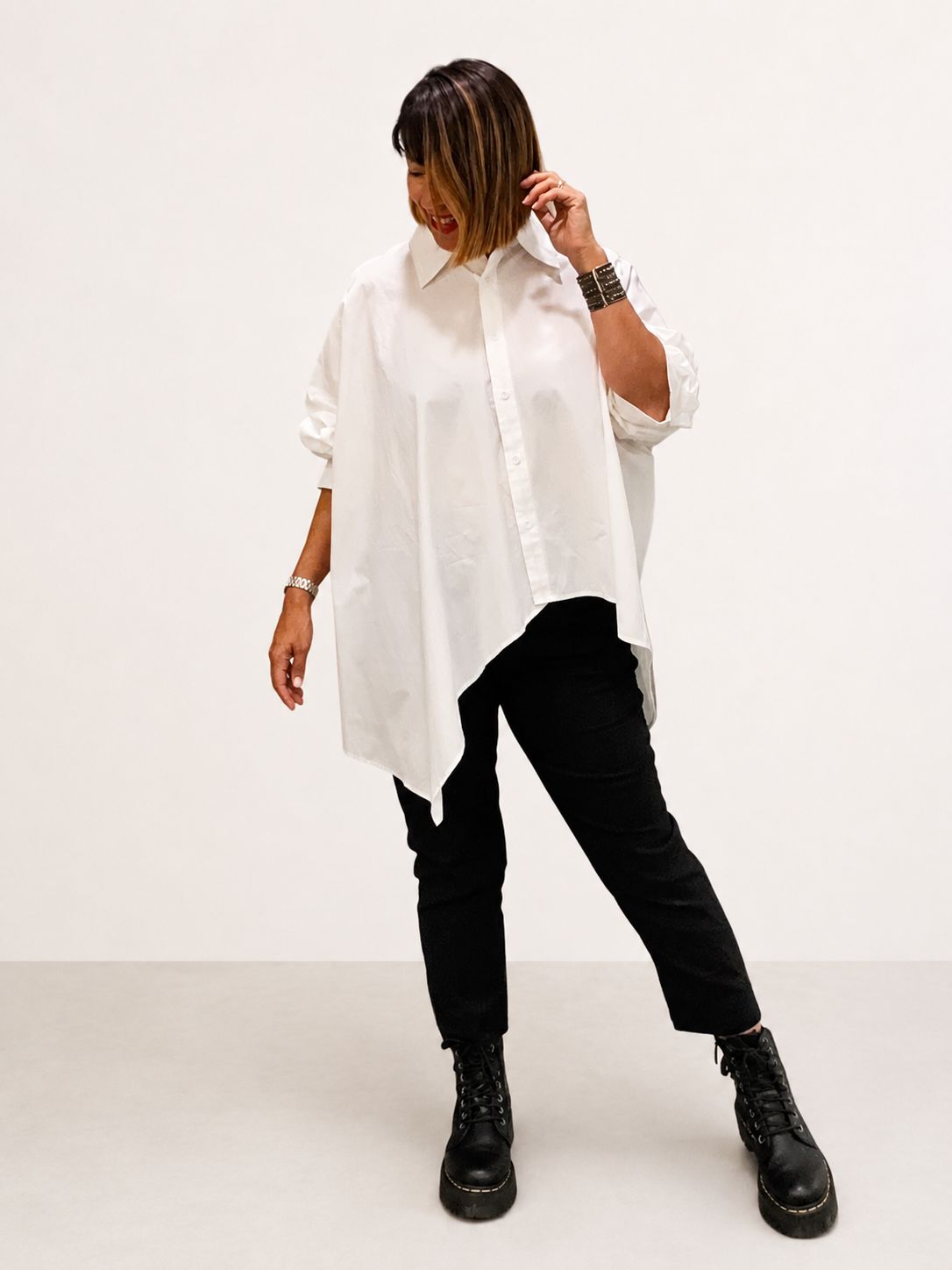 Camicia Trapezio Asimmetrica White