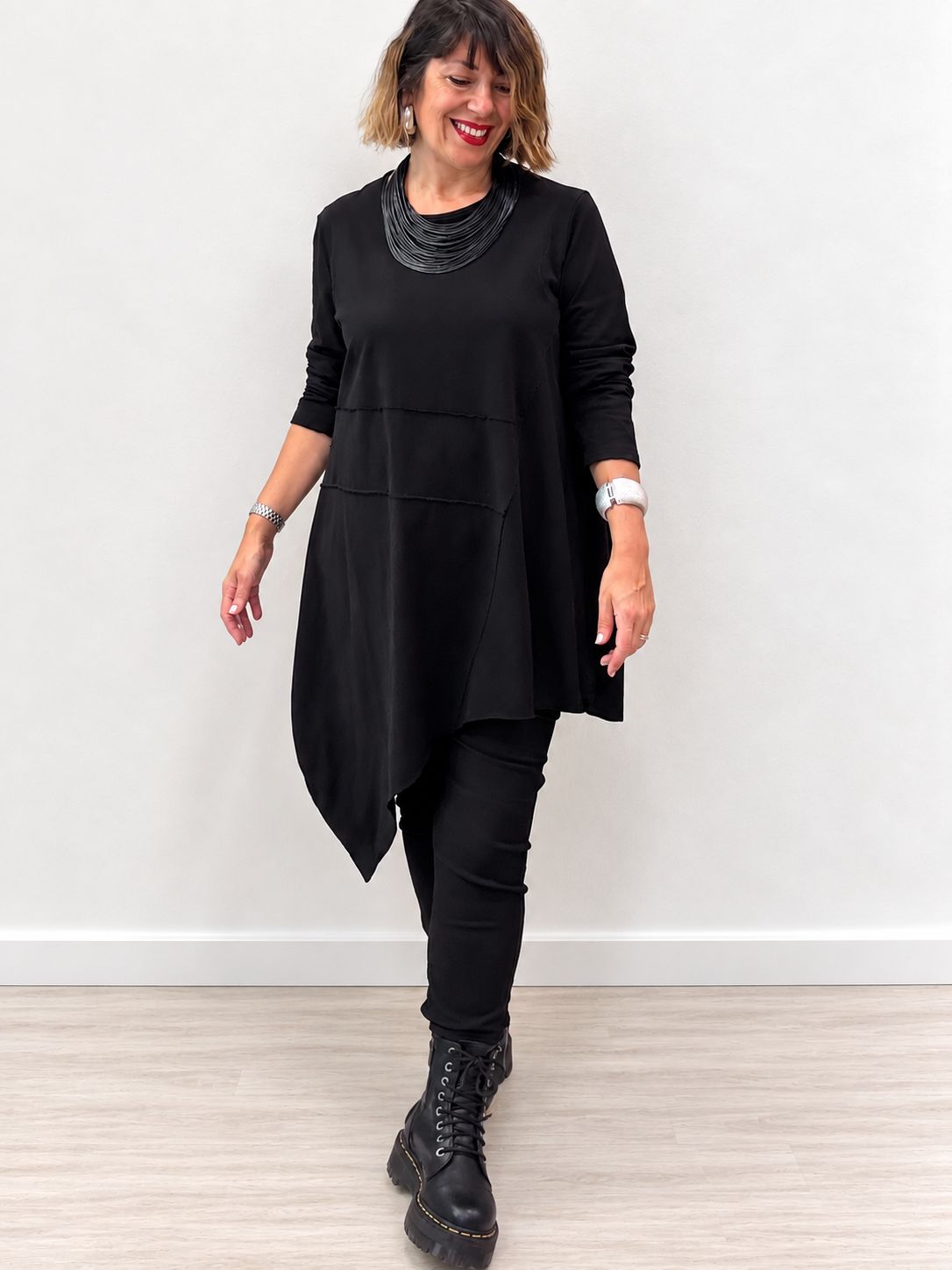 Blusa lunga cotone garzato