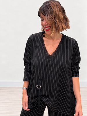 Blusa gessata Coulisse/drappeggio