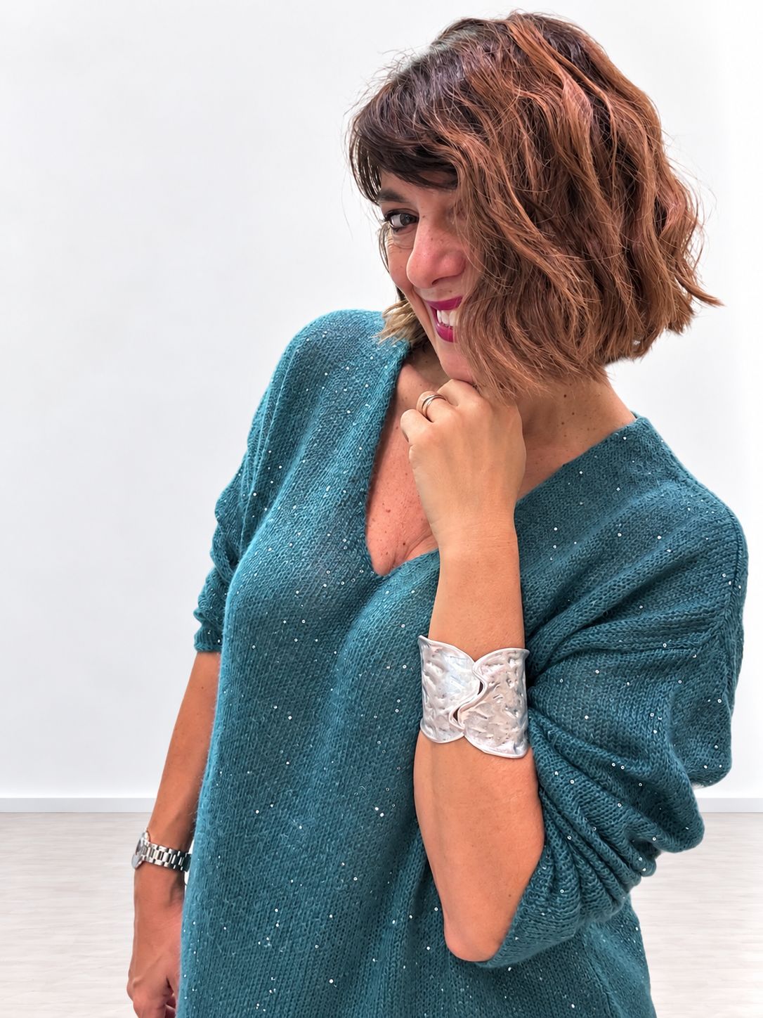 Sparkling scollo V  Mohair Ottanio