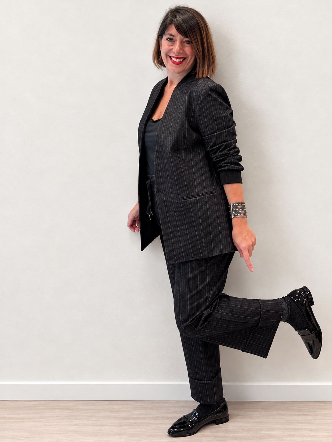 Pant gessato grigio