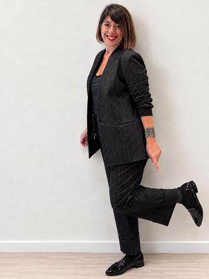 Pant gessato grigio