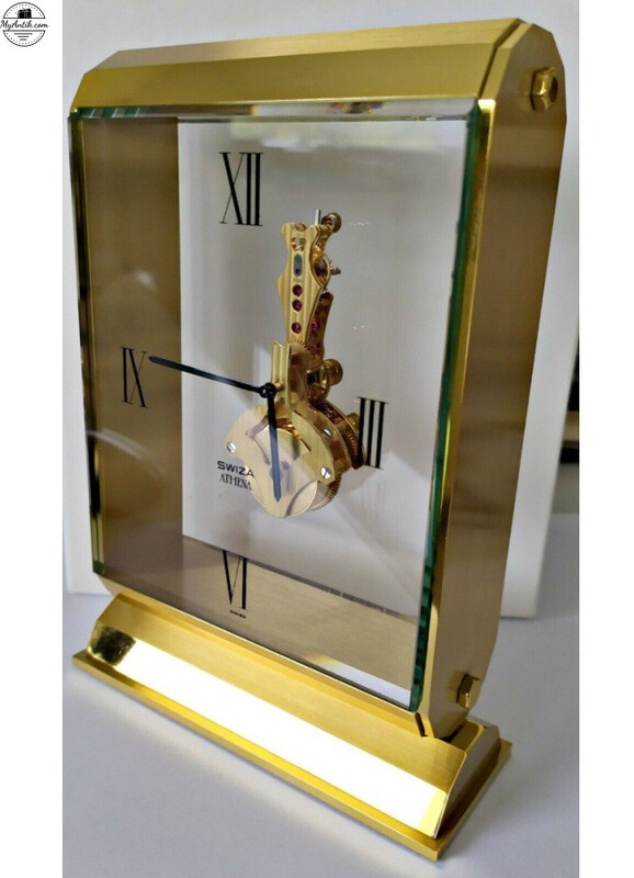 SWIZA ATHENA Table Clock 8 DAYS 19 JEWELS Mint State Original Certificate &amp; Box