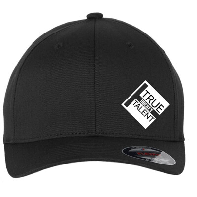 Hockey Flex Fit Hat, Black with White Logo