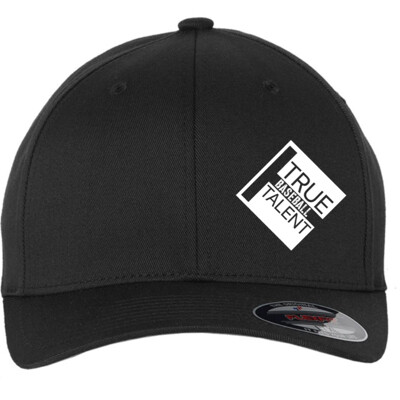 Baseball Flex Fit Hat, Black with White Logo