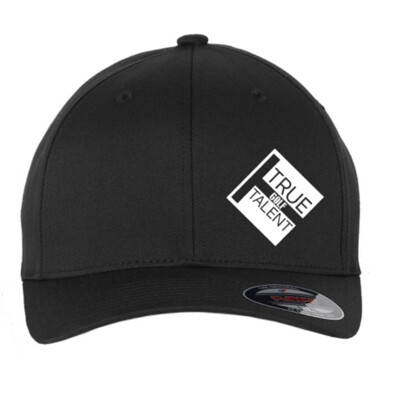 Golf Flex Fit Hat, Black with White Logo