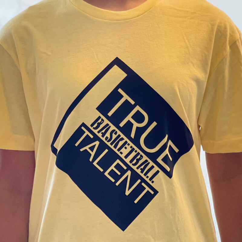 Basketball Next Level Tee Shirt, Yellow with Black Logo
