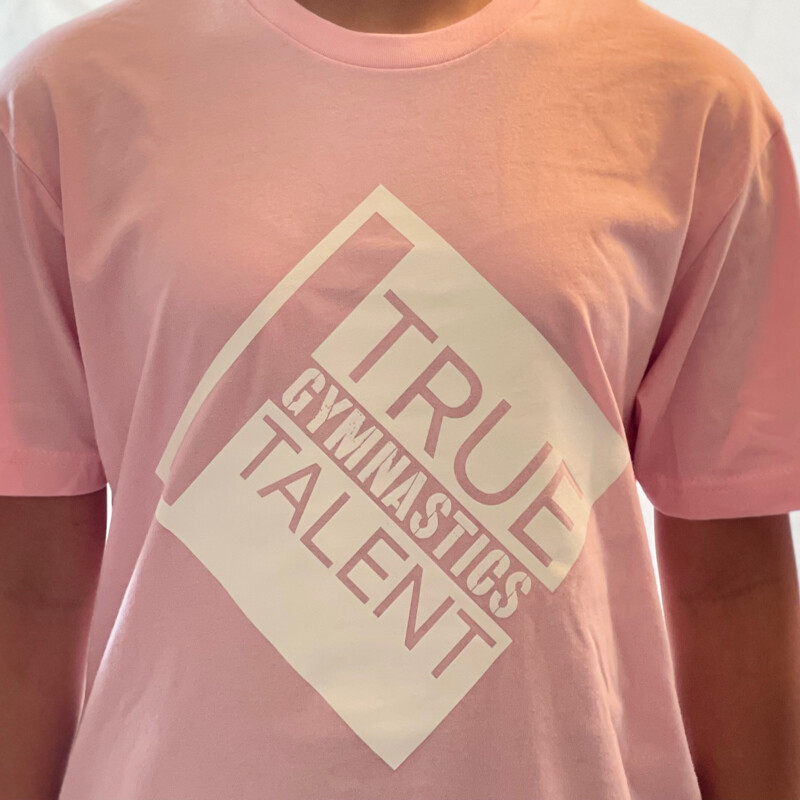 Gymnastics Next Level Tee Shirt, Pink with White Logo
