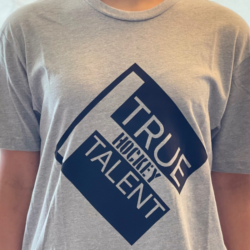 Hockey Next Level Tee Shirt, Gray with Black Logo