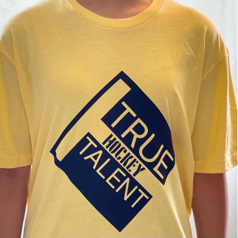 Hockey Next Level Tee Shirt, Yellow with Black Logo