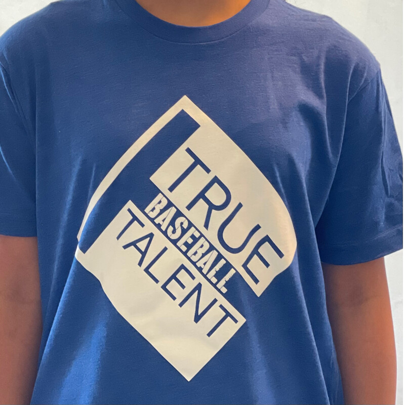 Baseball Next Level Tee Shirt, Blue with White Logo