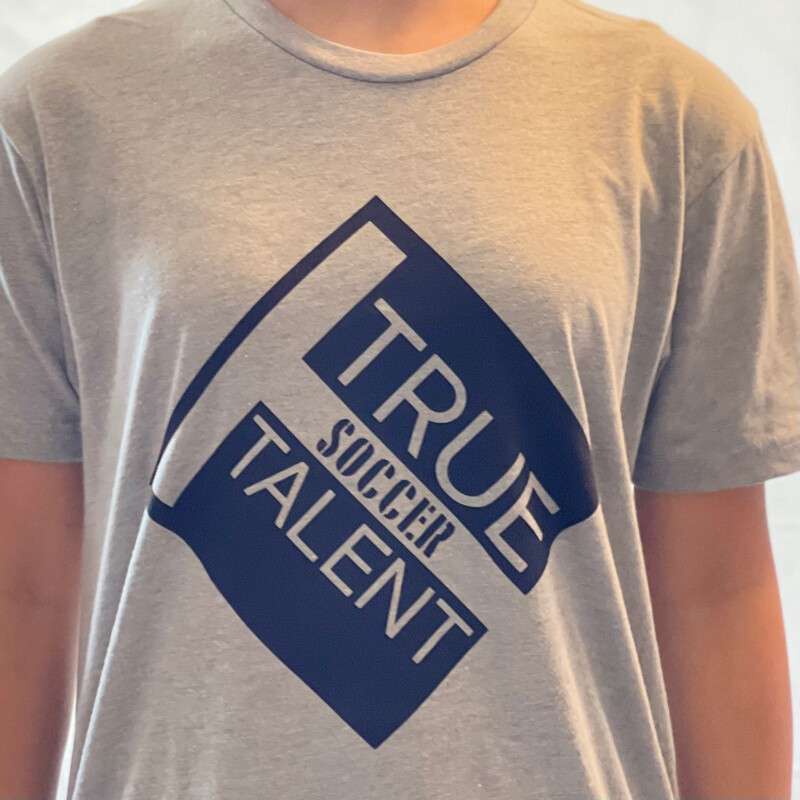 Soccer Next Level Tee Shirt, Gray with Black Logo