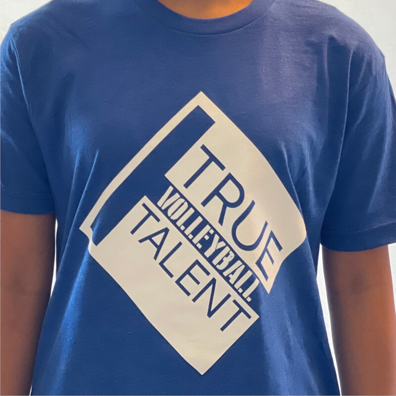 Volleyball Next Level Tee Shirt, Blue with White Logo