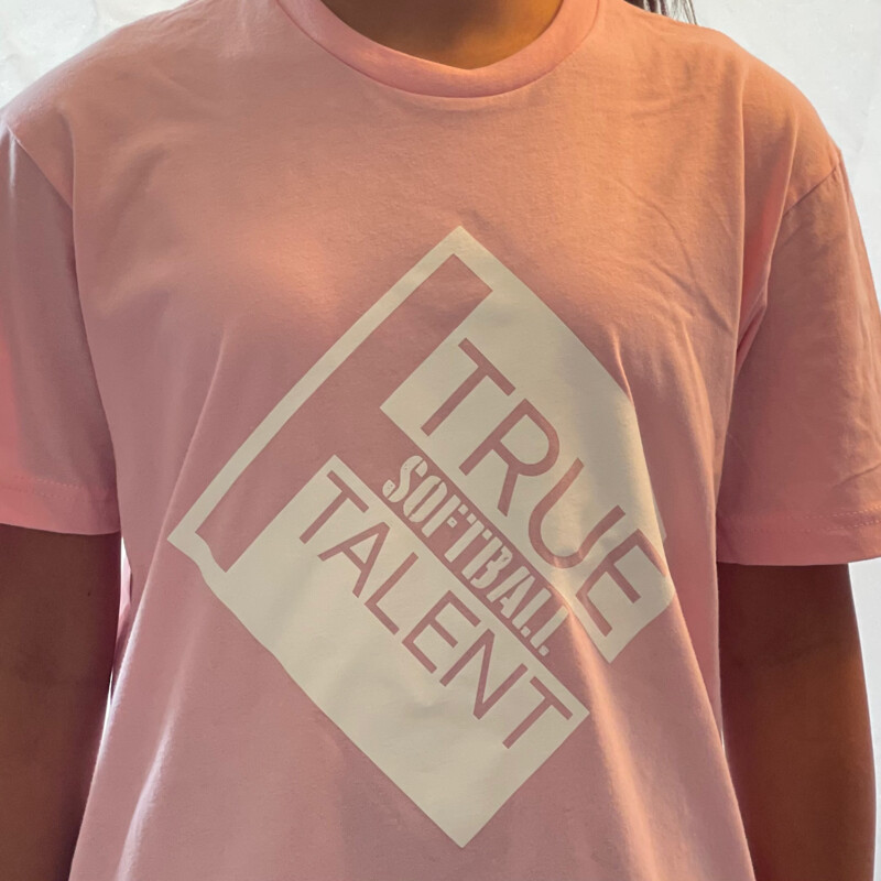 Softball Next Level Tee Shirt, Pink with White Logo