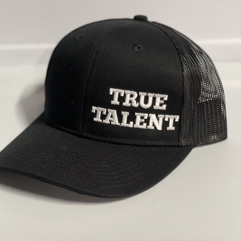 Black Trucker Hat with True Talent &#39;Words&#39; Logo