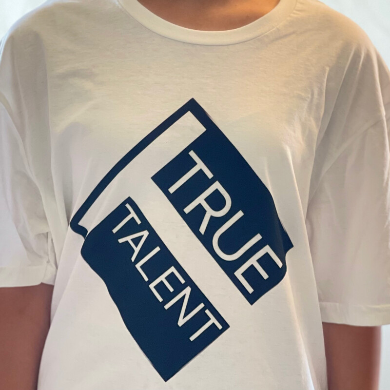 True Talent &#39;Plain Logo&#39; Next Level Tee Shirt, White with Back Logo
