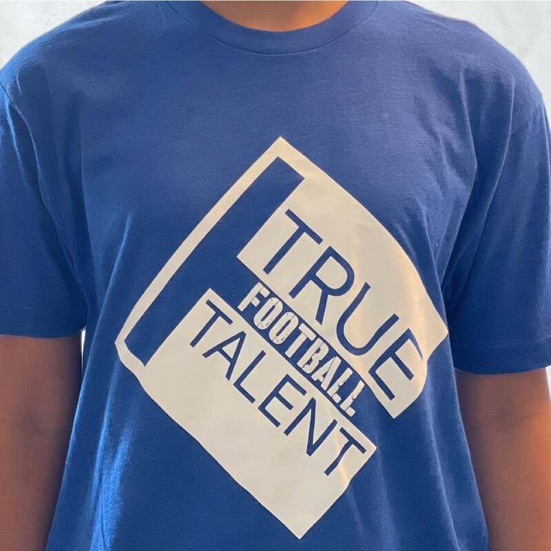 Football Next Level Tee Shirt, Blue with White Logo