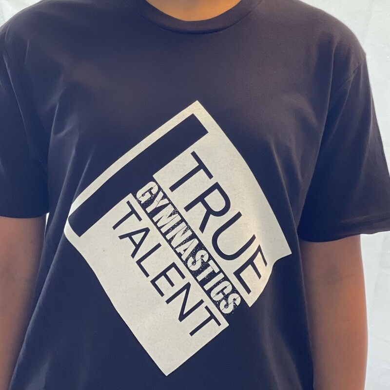 Gymnastics Next Level Tee Shirt, Black with White Logo