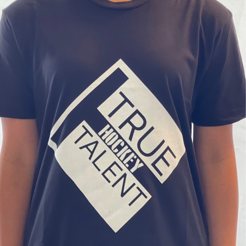 Hockey Next Level Tee Shirt, Black with White Logo