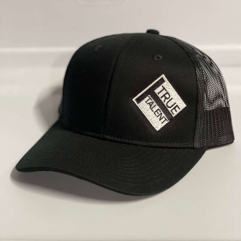 Black Trucker Hat with True Talent Logo