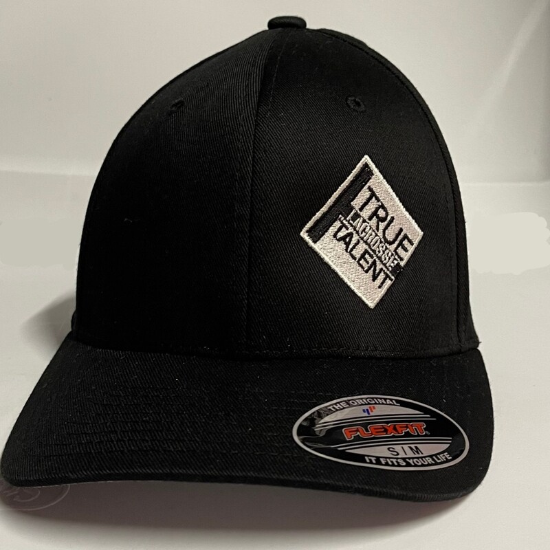 Lacrosse Flex Fit Hat, Black with White Logo