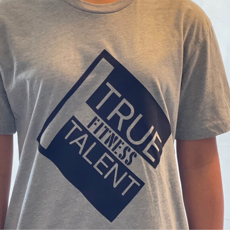 Fitness Next Level Tee Shirt, Gray with Black Logo