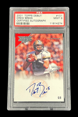 Drew Brees 2001 Topps Debut Certified Rookie Auto - PSA 9