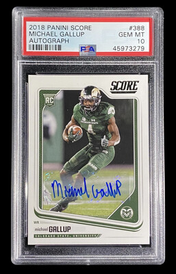 Michael Gallup 2018 Panini Score Rookie Auto - PSA 10