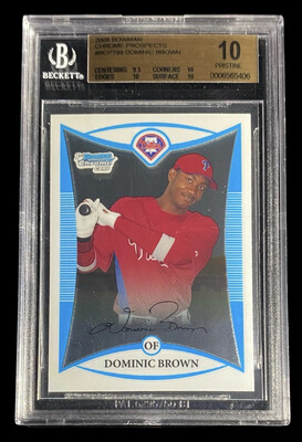 Dominic Brown 2008 Bowman Chrome Prospects Rookie - BGS 10