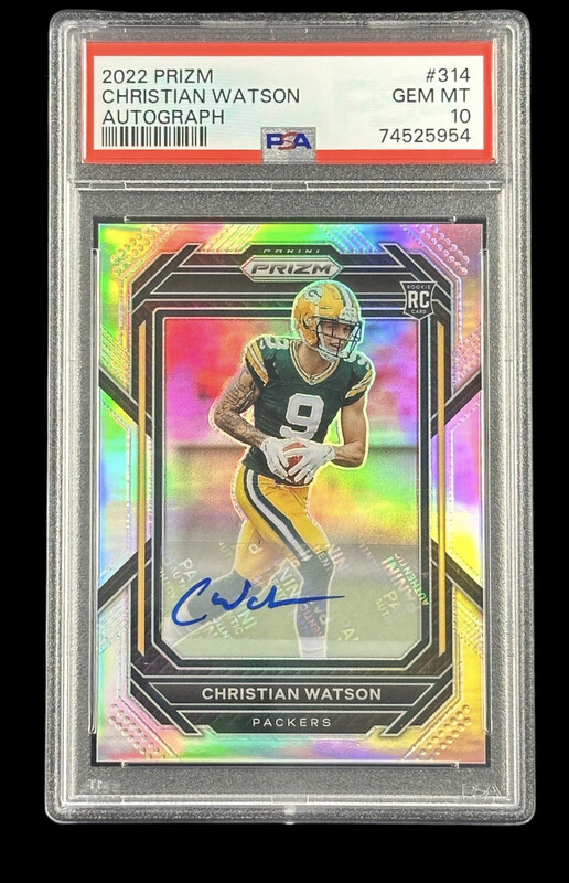 Christian Watson 2022 Panini Prizm Silver Auto PSA 10