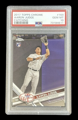 Aaron Judge 2017 Topps Chrome #169 Catching Yankees RC Rookie PSA 10