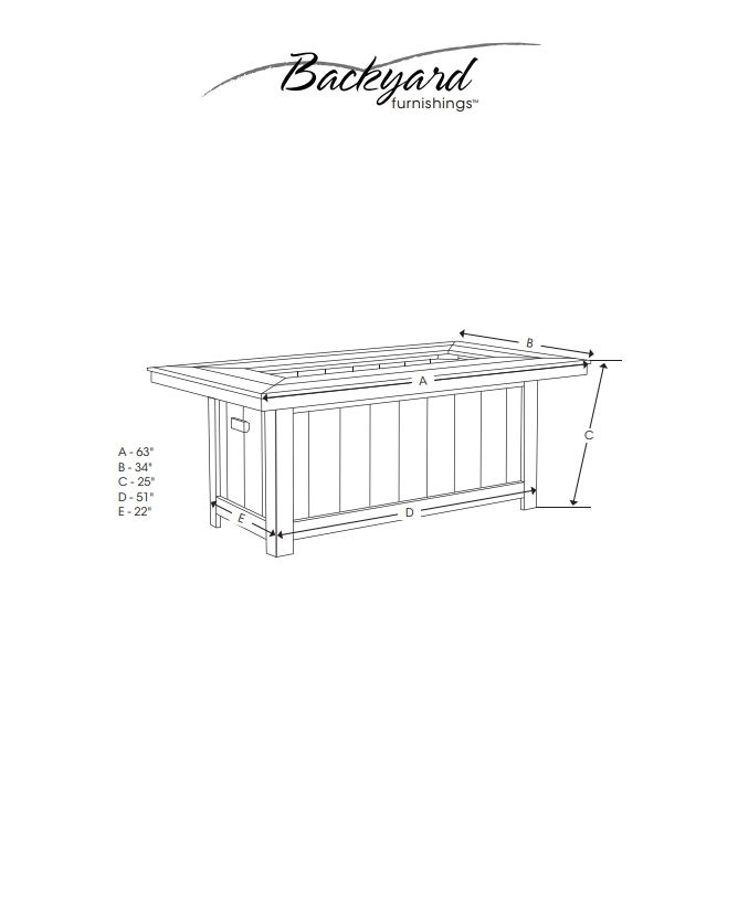 COURTYARD - C3464 FIREPIT 34&quot; X 64&quot;